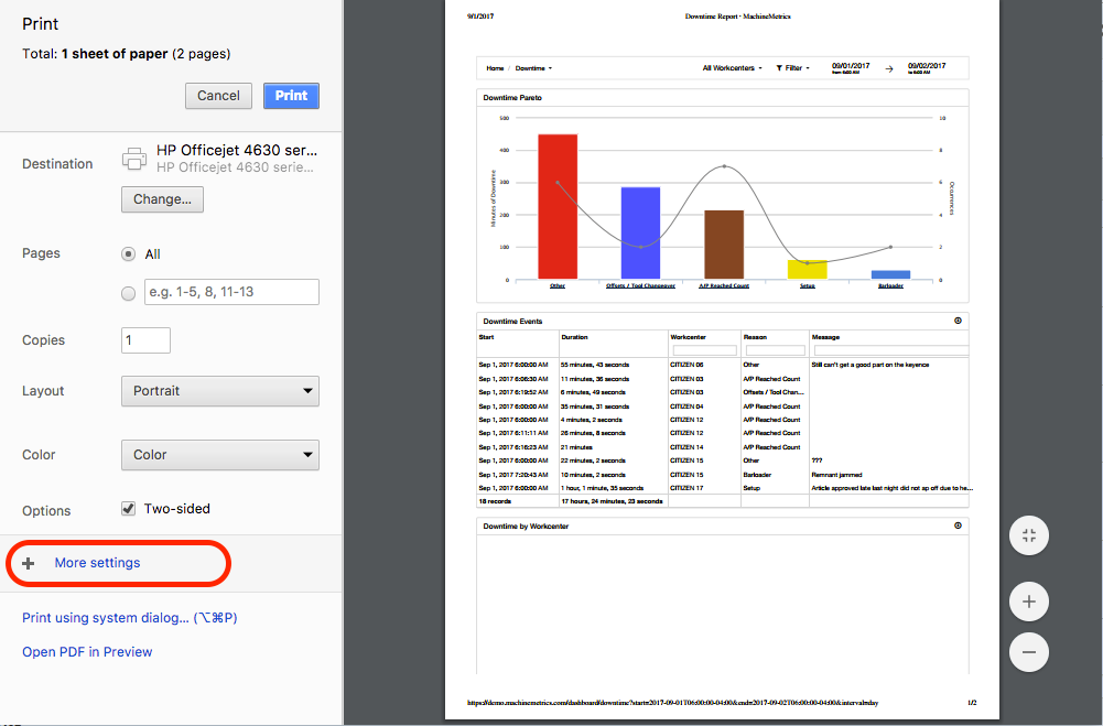 How do I print a report? – MachineMetrics