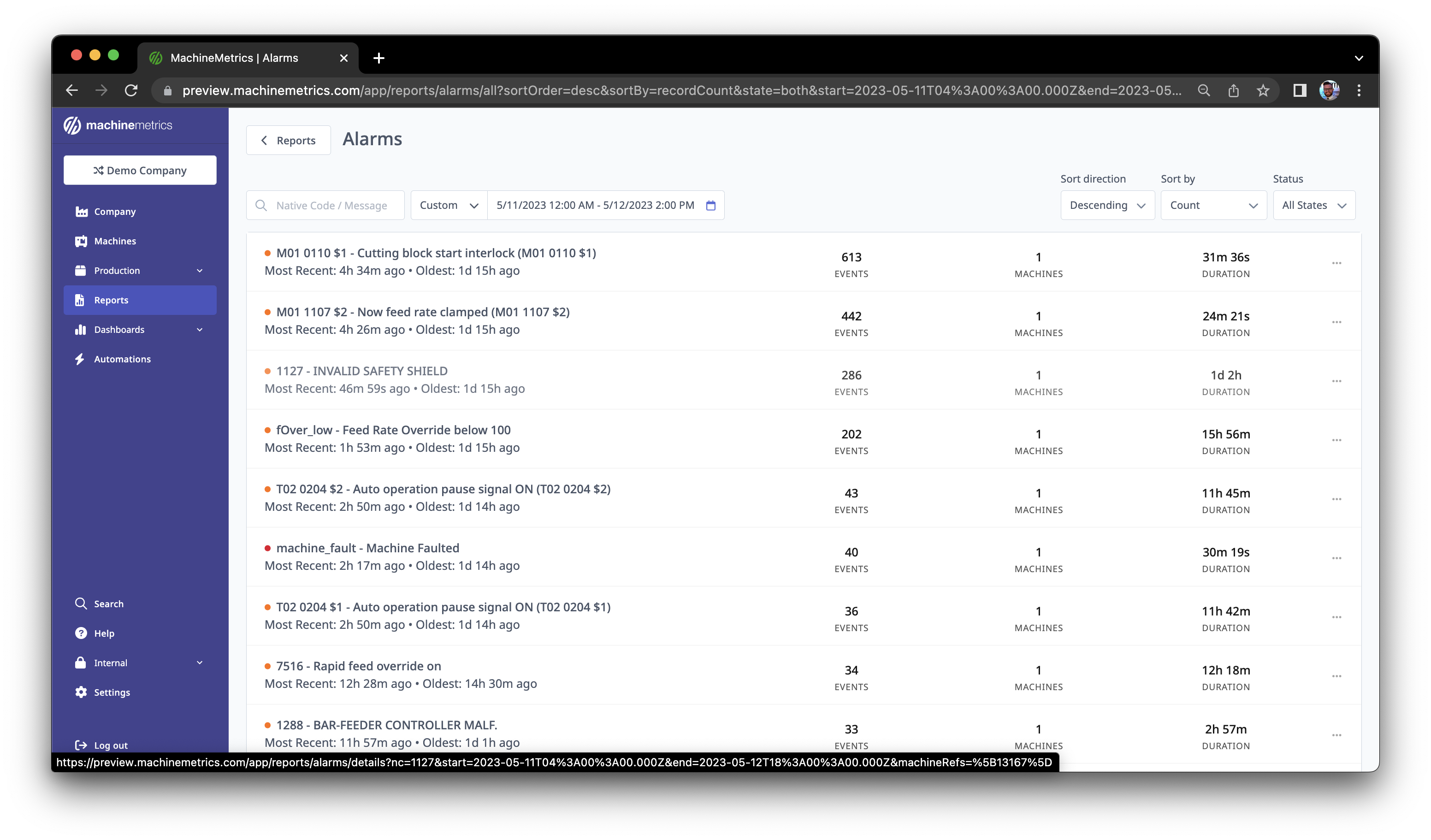 alarms-reports-machinemetrics